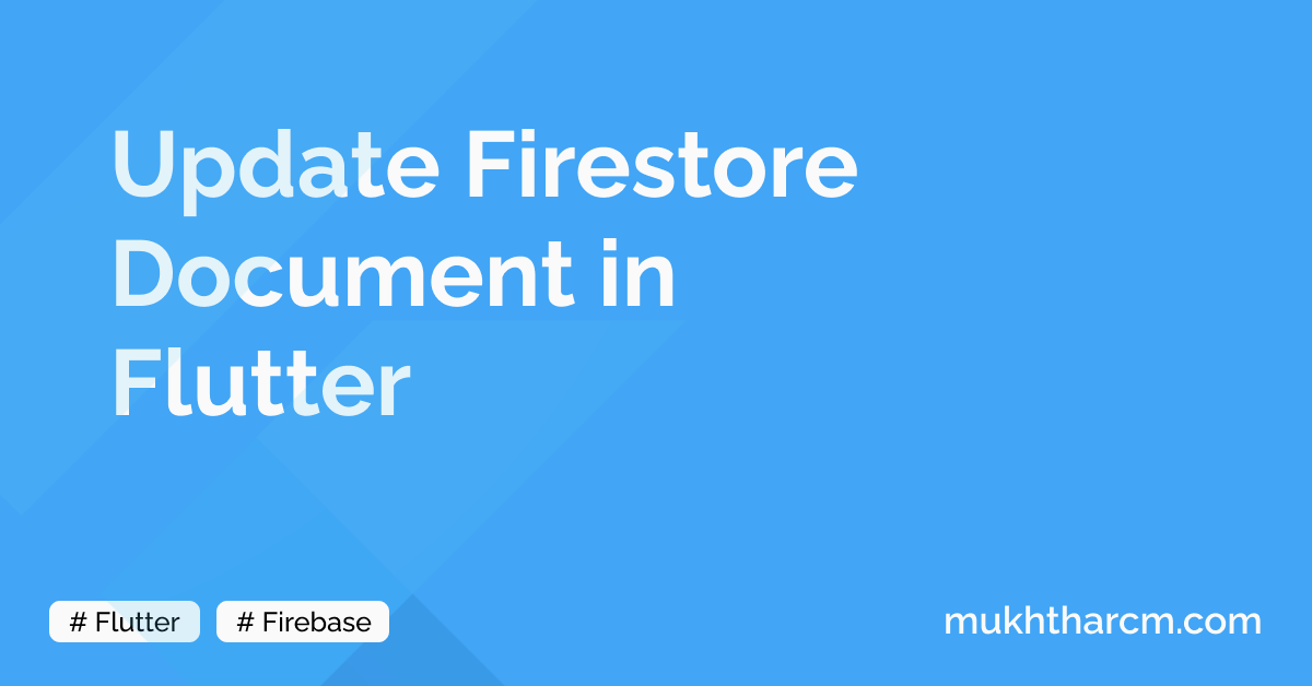 Update Firestore Document in Flutter