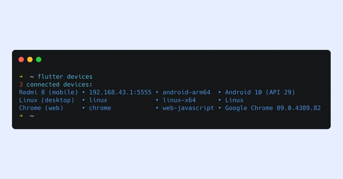 Flutter Devices result