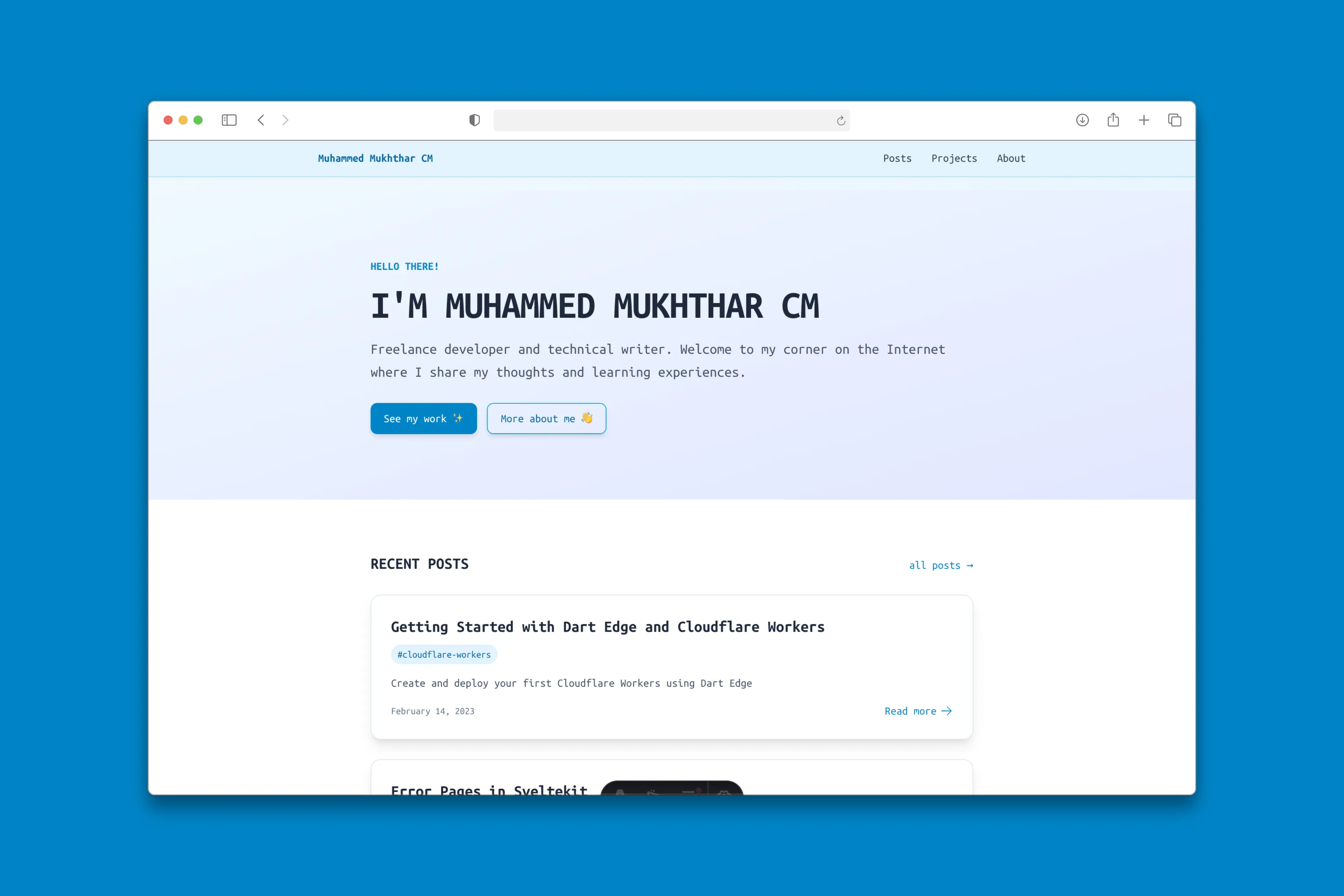 Screenshot of Personal Website