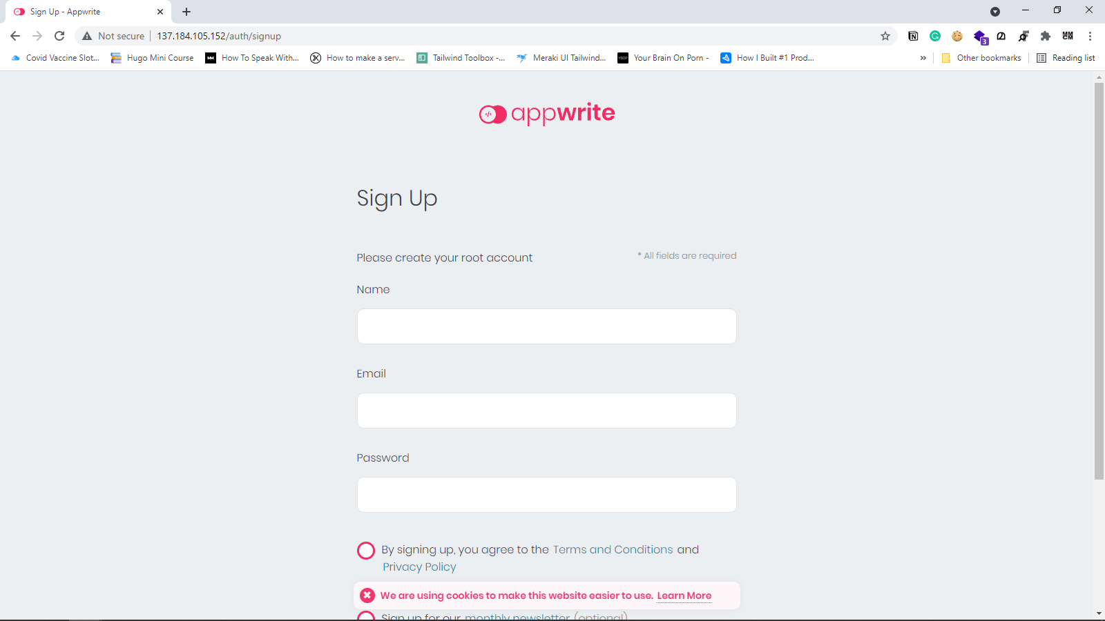 Appwrite Sign Up Page